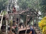 TNI AD Bergotong Royong Bongkar RTLH Ibu Pasui di Katingan